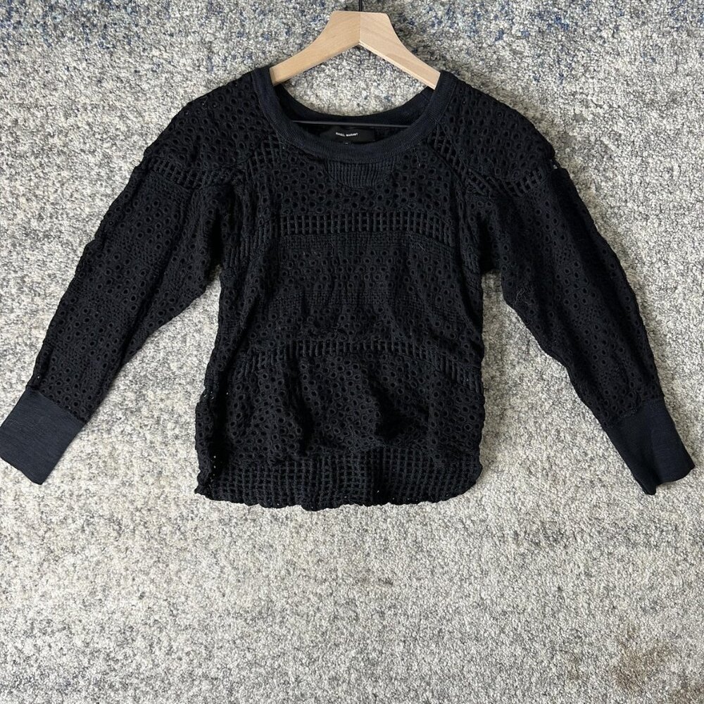 Isabel Marant Sweater Womens 38 Black Open Knit‎ Eyelet Sheer Pullover No. 1501
